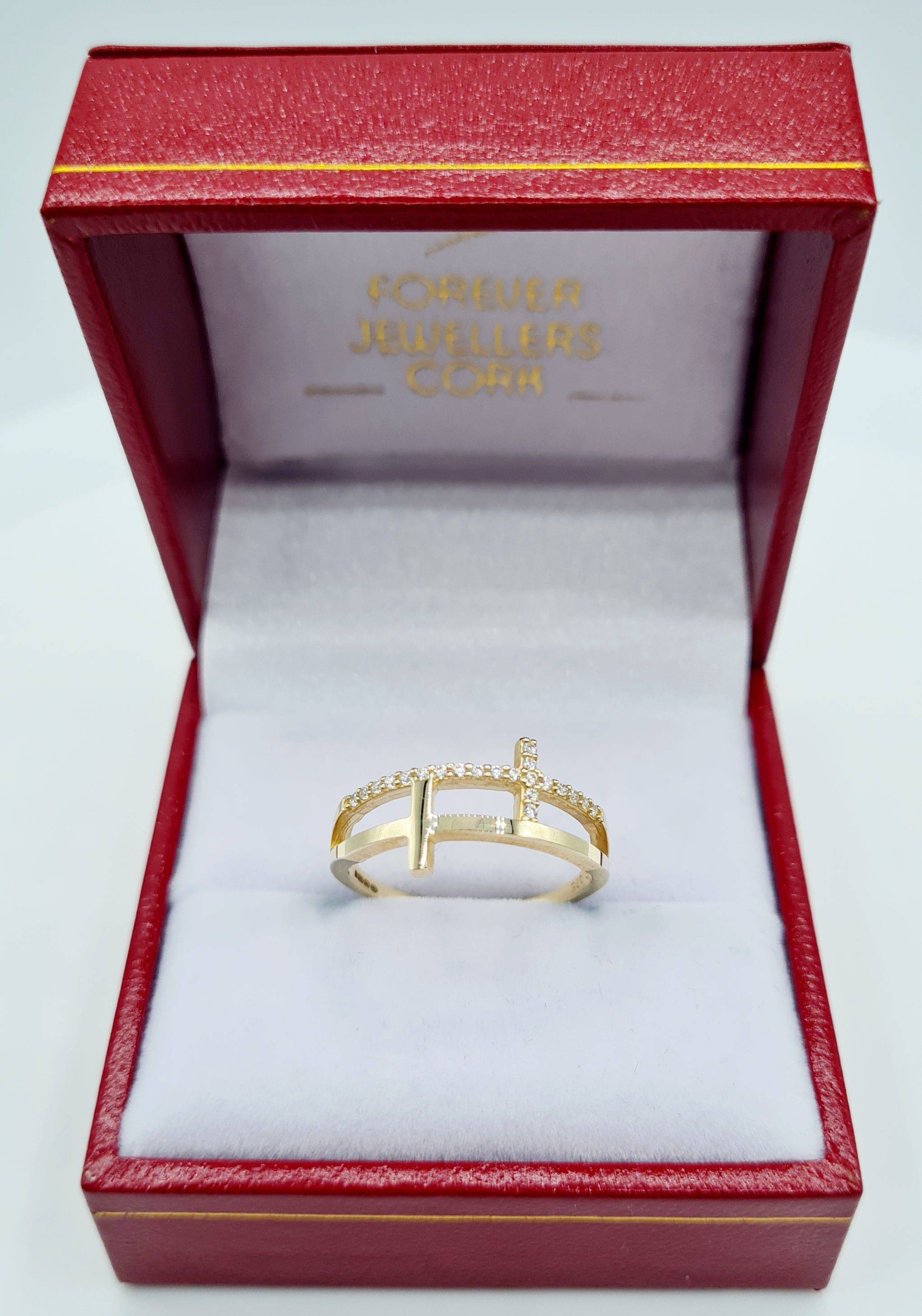 Double Cross 9ct Gold Ring main image 1