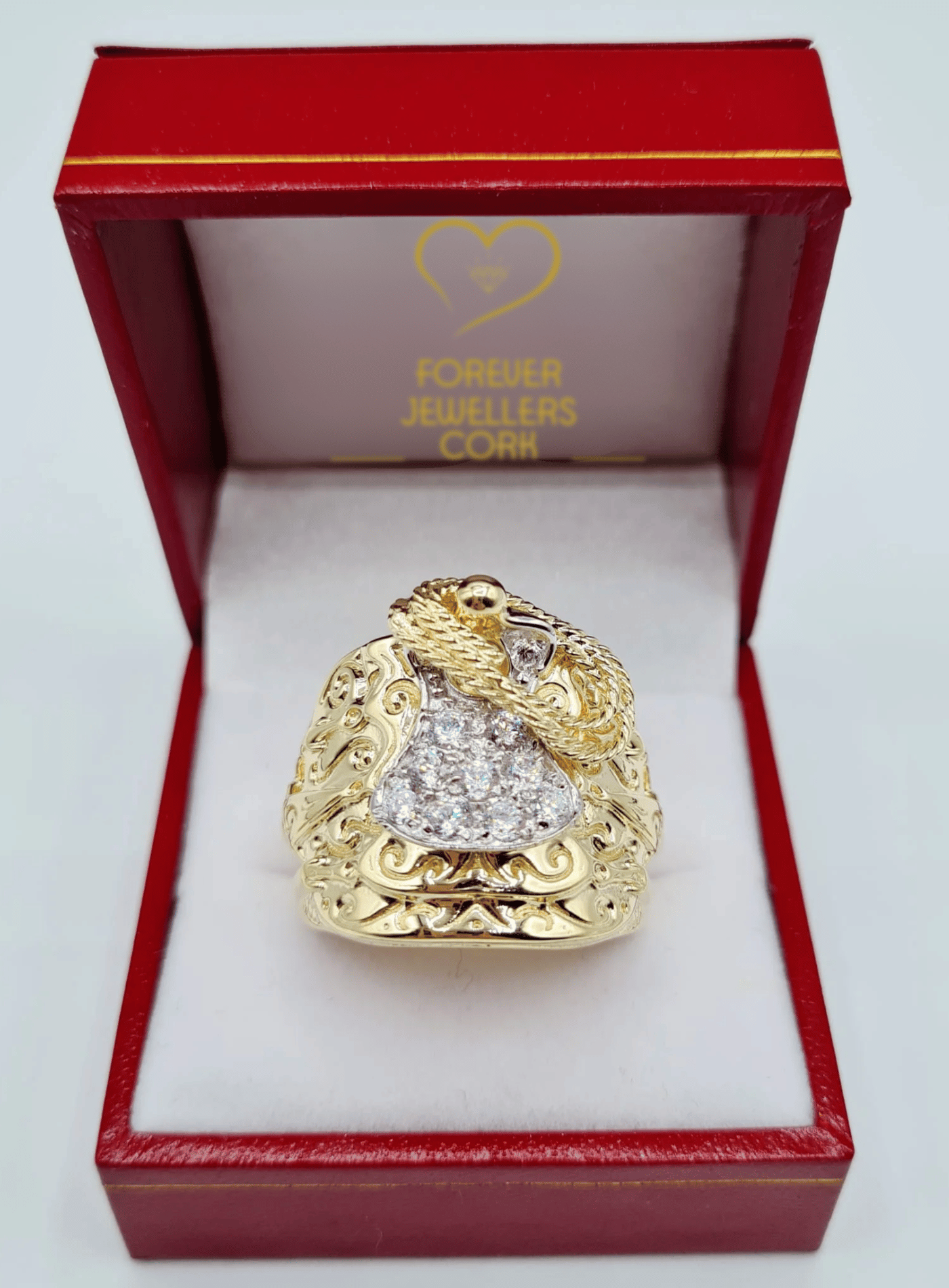 9ct Gold Gents Cubic Zirconia Saddle Ring Forever Jewellers Cork