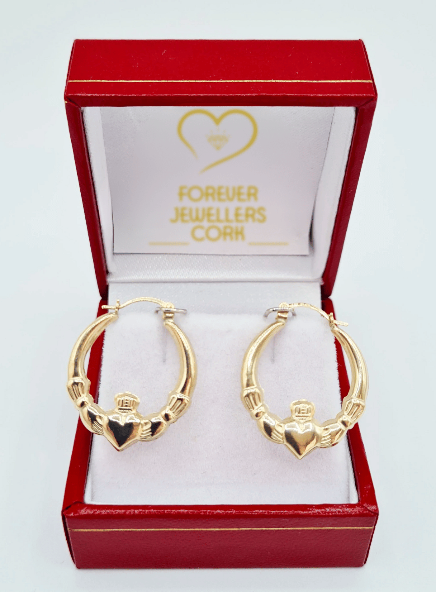 9ct Gold Claddagh Hoop Earrings Forever Jewellers Cork Forever