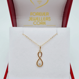 9ct Gold CZ Infinity Pendant Chain. ForeverJewellers Cork.Maria Gleeson. Jewellers.CorkJewellers_1