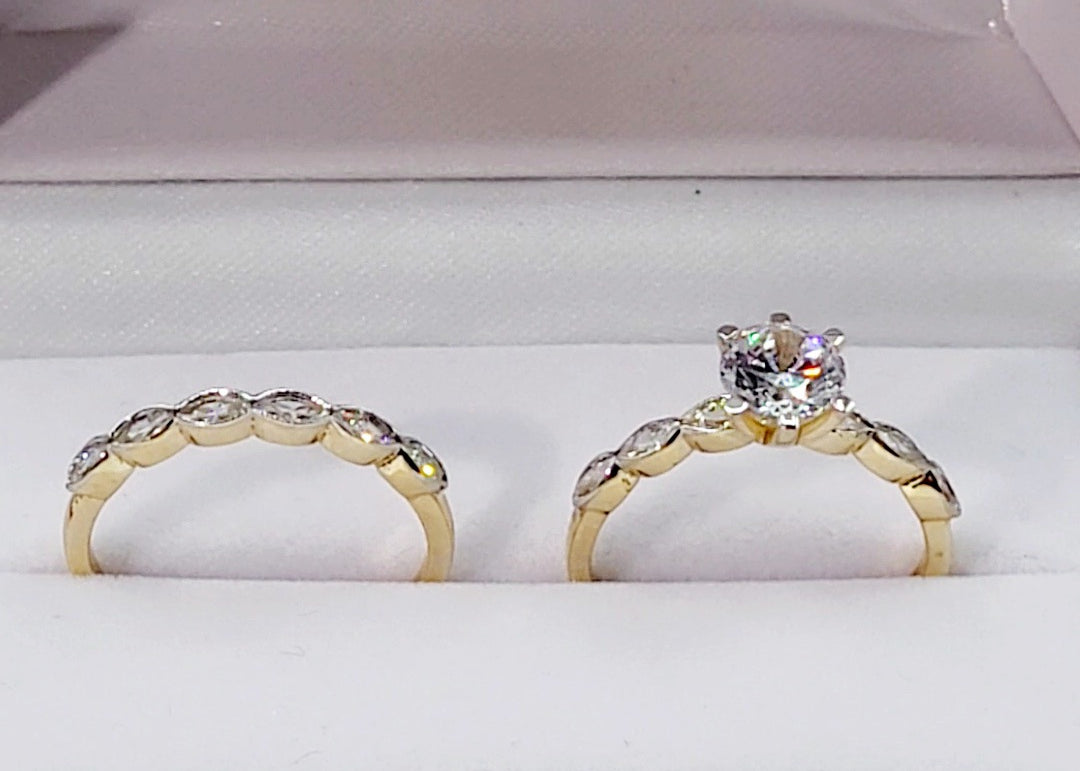 9ct Gold Evelyn Ring Set ~ Stunning Cubic Zirconia Two Piece Ring Set in 9ct Gold. 9ct Gold Bridal Ring Sets - Engagement Ring & Wedding Band. Forever Jewellers Cork. Maria Gleeson. Jewellers Cork