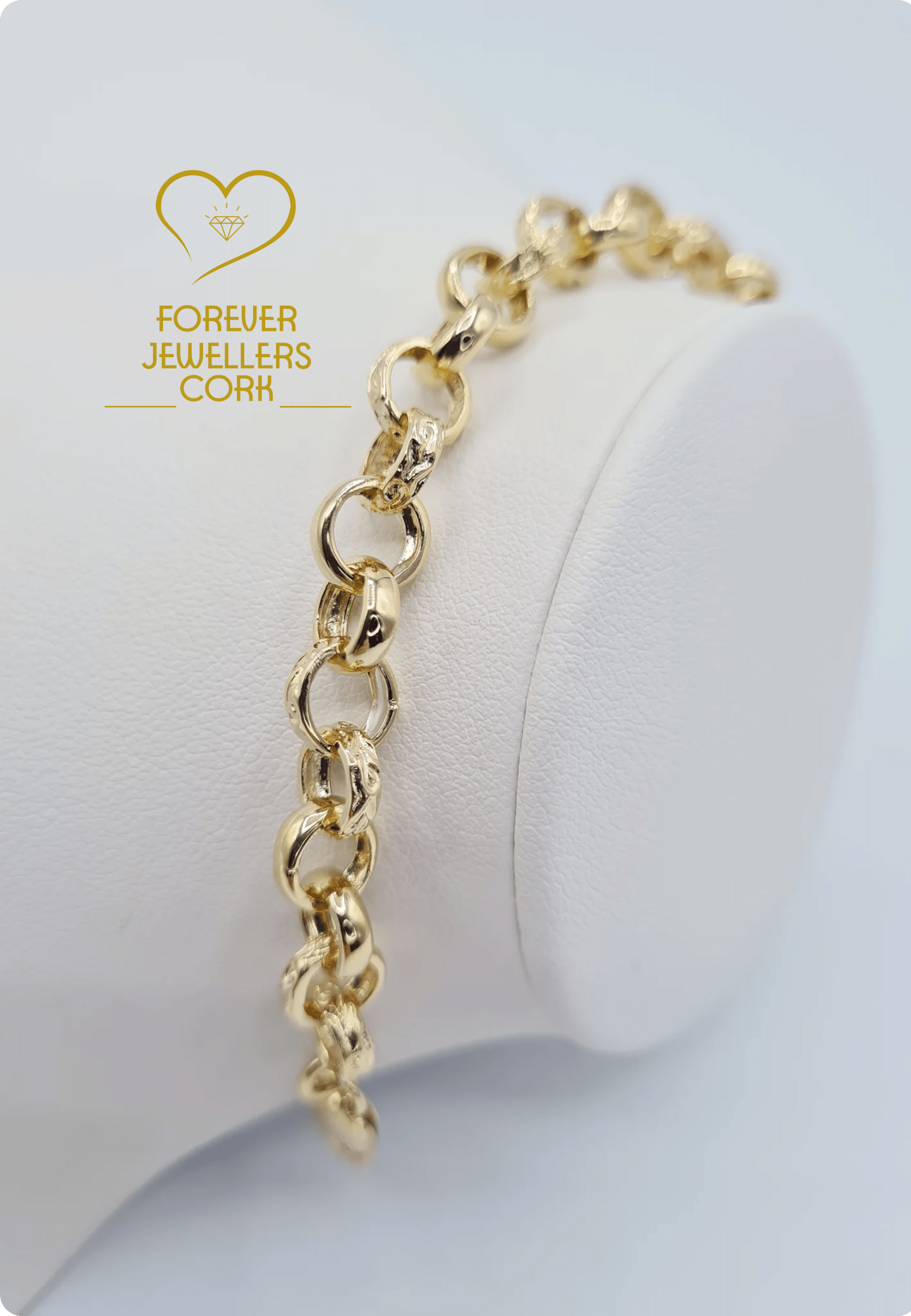 Childrens 9ct Gold Belcher Bracelet with Plain Engraved Links Forever Jewellers Cork Forever Jewellers Maria Gleeson. Jewellers Cork