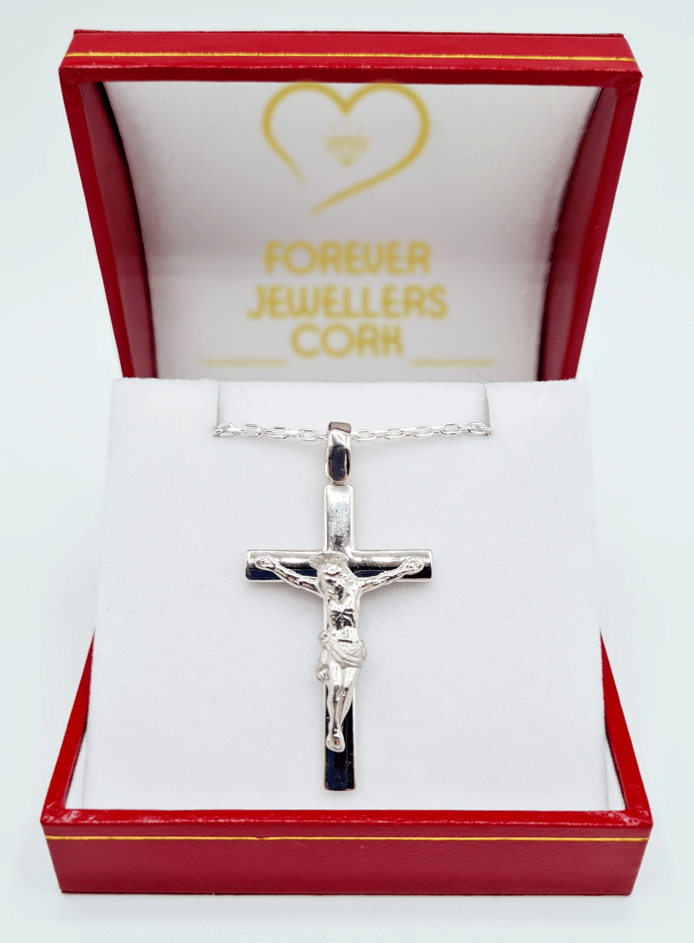 Rope Chain and CZ Crucifix in Sterling Silver