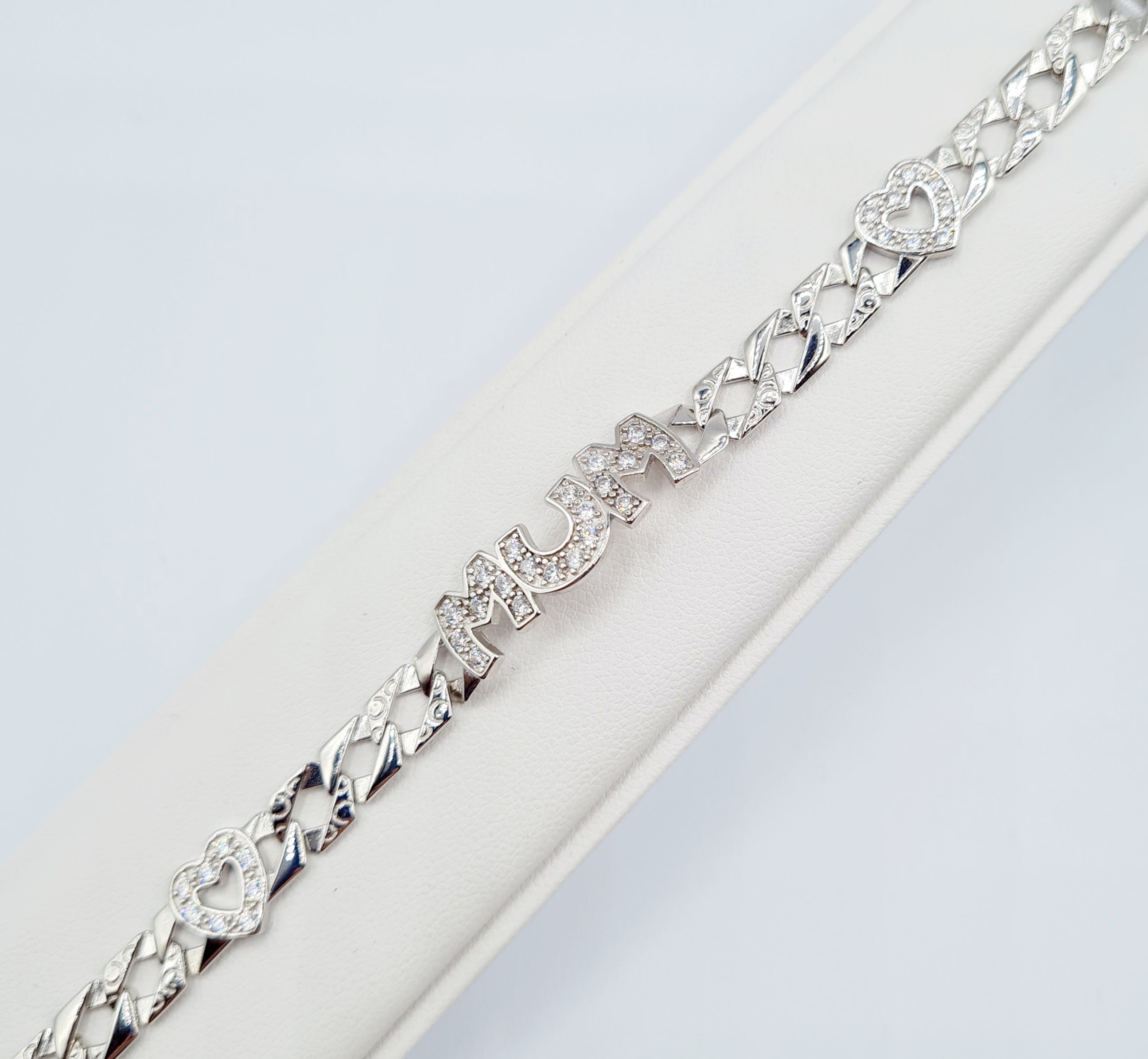 Sterling Silver CZ Mum Bracelet with CZ Heart Detail - Forever Jewellers Cork  Forever Jewellers Cork | Forever Jewellers, Maria Gleeson Jewellers, , Forever Jewellery,  Gold and Silver rings, tennis sets, bracelets, Ladies Ring Sets, childrens. Kids Jewellery womens jewellery Cork Mens rolex style jewellery cork free curb bracelet jewellery cork city bangles christening wedding bride to be Jewellers Cork . Engagement Ring, Wedding Jewellery Cork