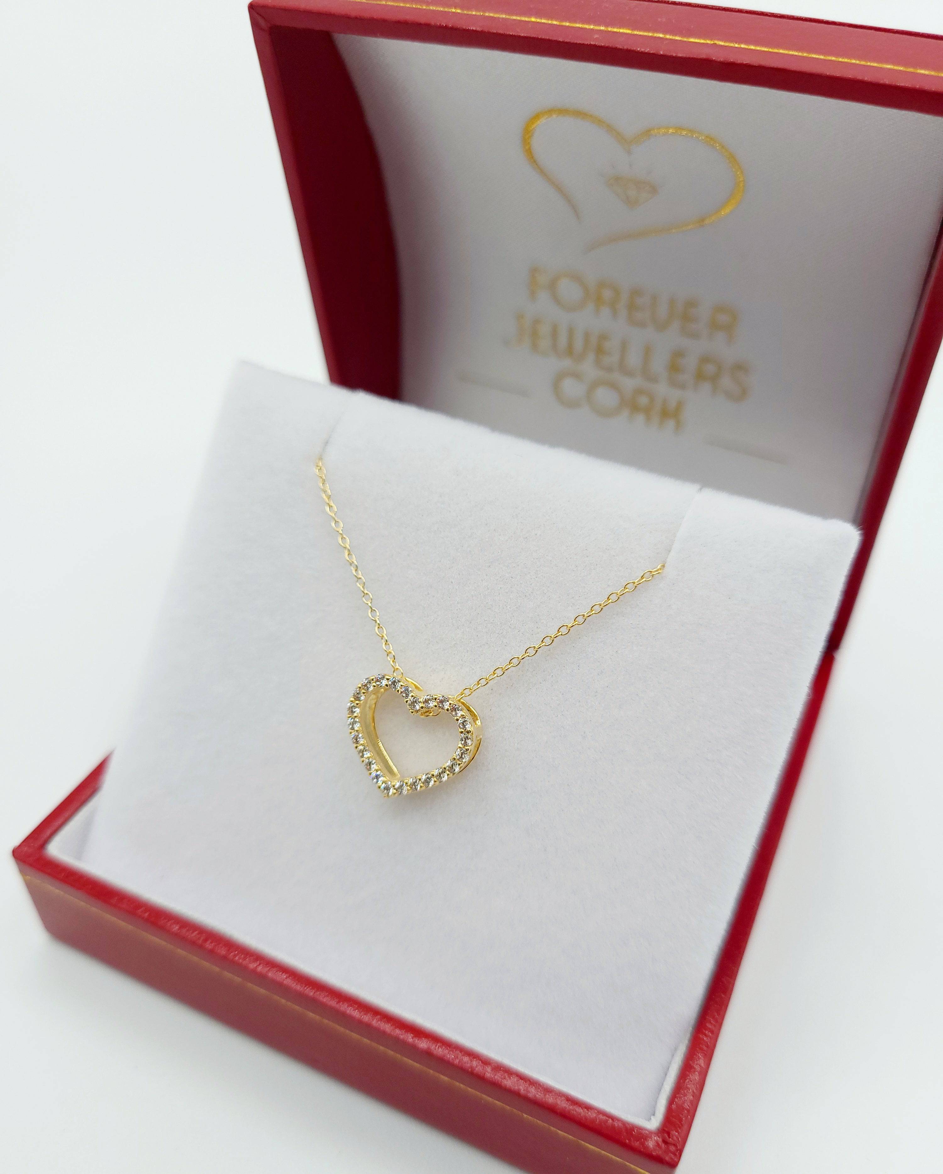 9ct gold floating heart on sale pendant