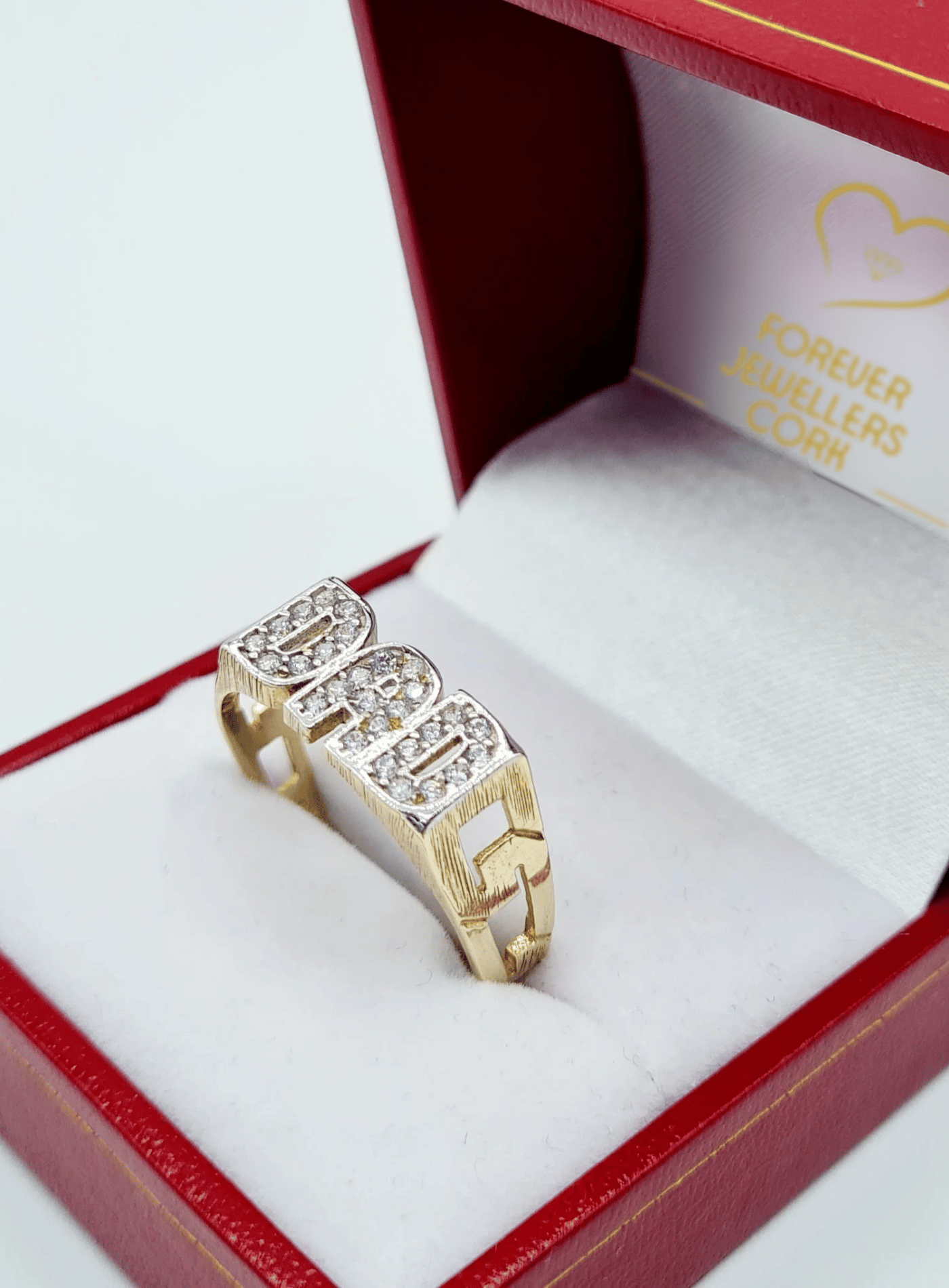 9ct Yellow And White Gold Cubic Zirconia Dad Ring | Ramsdens Jewellery