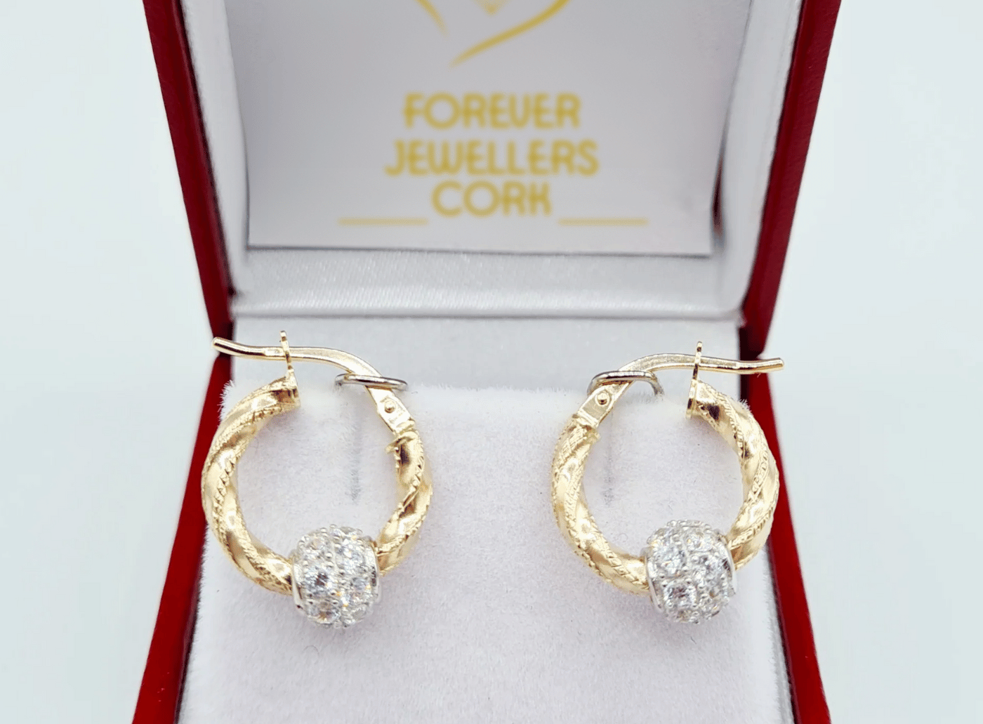 Gold hoop earrings with 2025 crystal balls