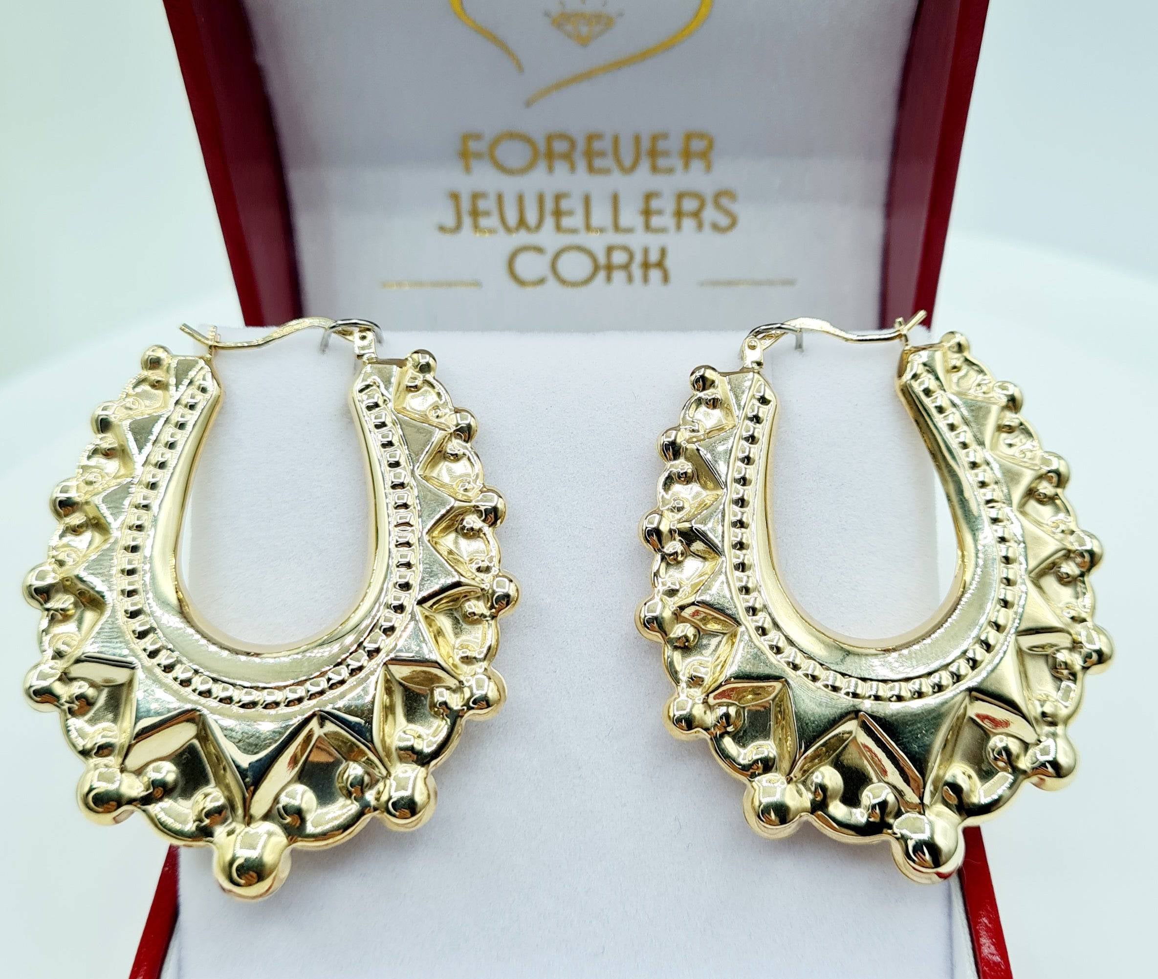 9ct Gold Large Creole Hoop Earrings Forever Jewellers Cork
