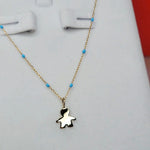 9ct Gold Little Boy Pendant on 9ct Gold Chain – Blue Enamel Detail