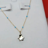 9ct Gold Little Boy Pendant on 9ct Gold Chain – Blue Enamel Detail