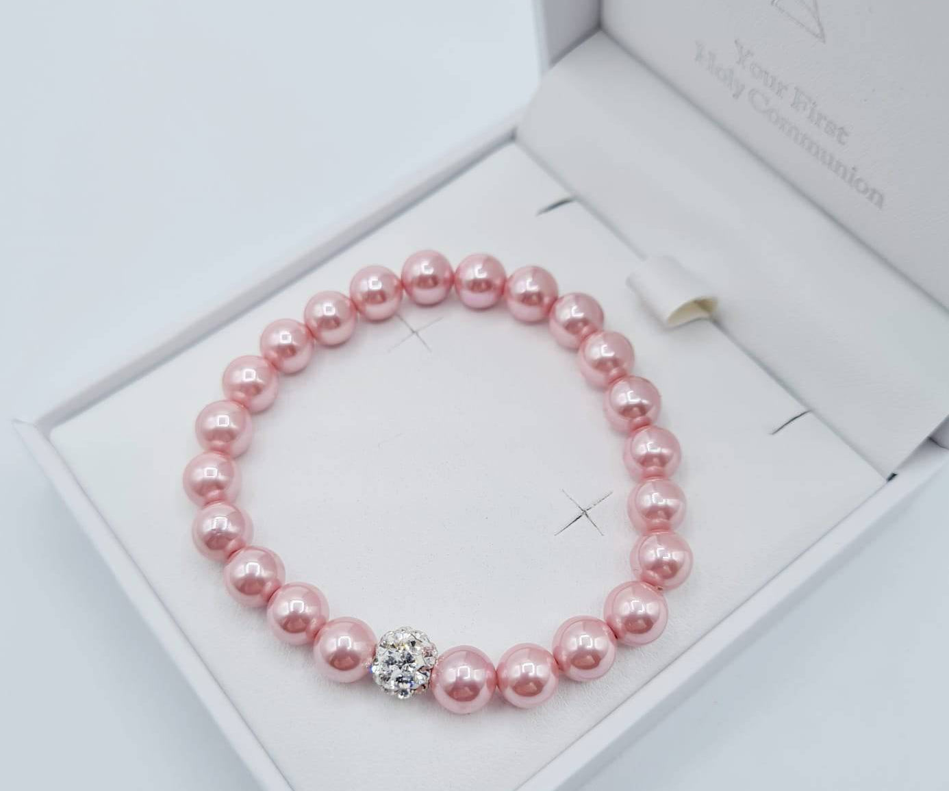 Pink Pearl Bracelet with Crystal Ball | Forever Jewellers Cork
