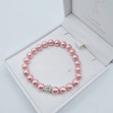 Pink Pearl Bracelet with Crystal Ball | Forever Jewellers Cork