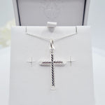 Gift box containing watch and Sterling Silver Cross Rope Design & Chain  – Holy Communion or Confirmation gift