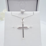 Gift box containing watch and Sterling Silver Cross Rope Design & Chain  – Holy Communion or Confirmation gift