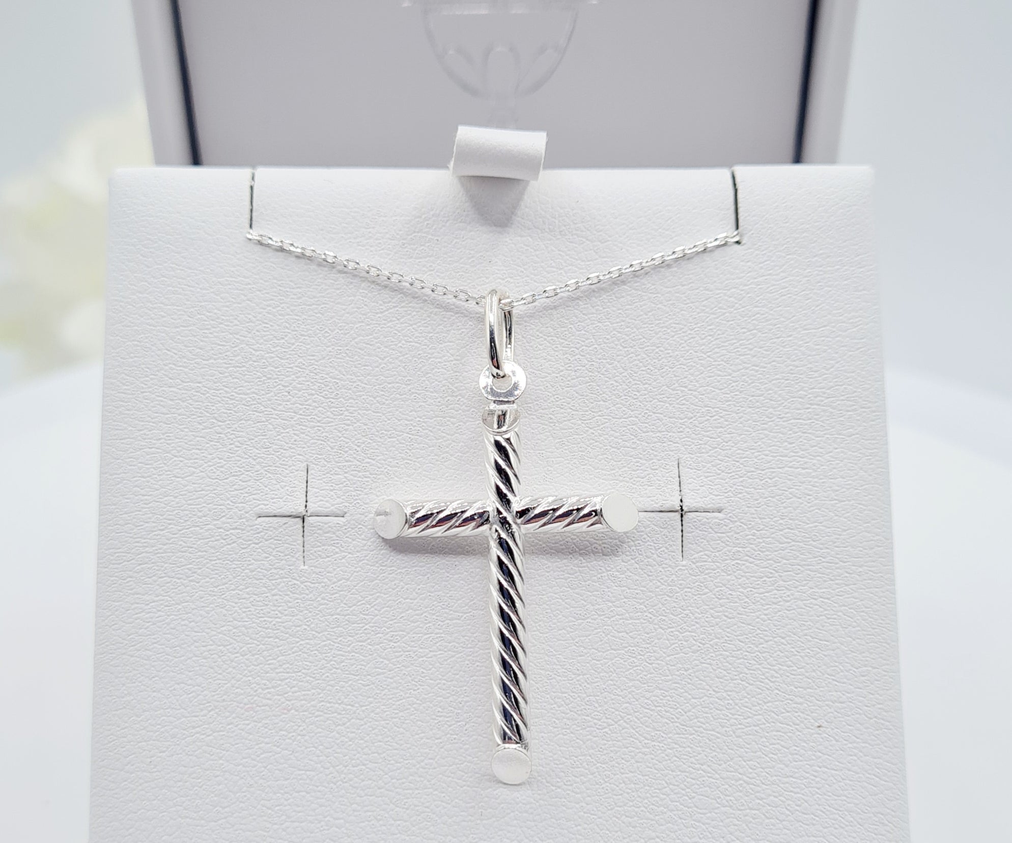 Sterling Silver Cross with Rope Design for Holy communion jewellery for boys and girls