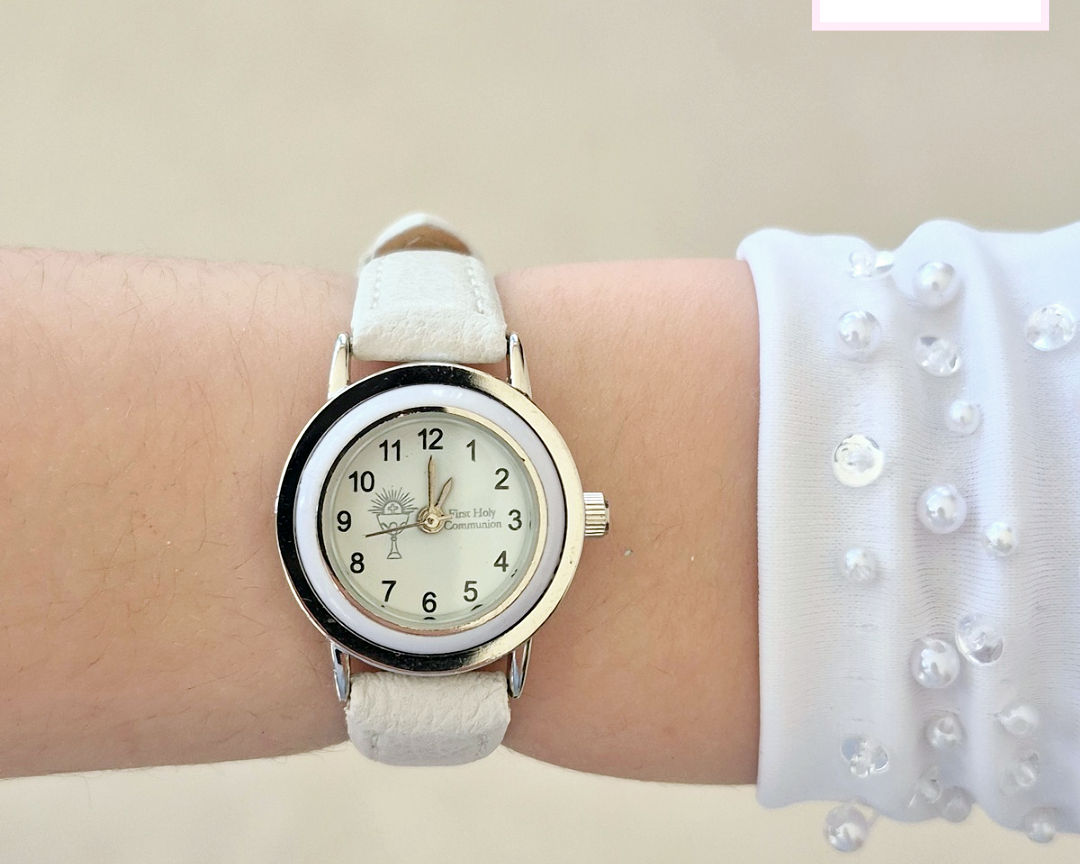 White First Holy Communion Watch – Adjustable Strap | Forever Jewellers Cork