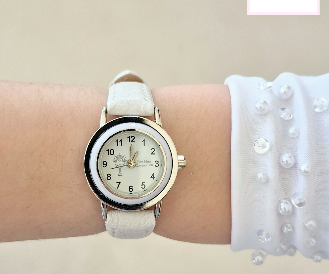 White First Holy Communion Watch – Adjustable Strap | Forever Jewellers Cork