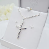 Boys or girls wearing the crucifix cross pendant and chain – Holy Communion or Confirmation gift