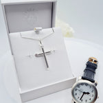 Communion Watch and sterling silver CZ cross pendant with 18-inch chain – Communion & Confirmation gift set