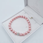 Pale Pink Pearl Bracelet with Crystal Ball Set
