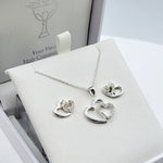 White keepsake gift box containing double heart pendant & earrings – First Holy Communion gift