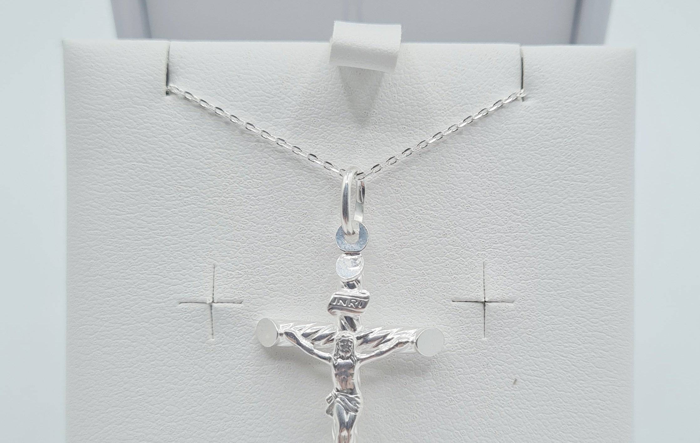 Sterling silver crucifix cross pendant with chain – Communion & Confirmation jewellery