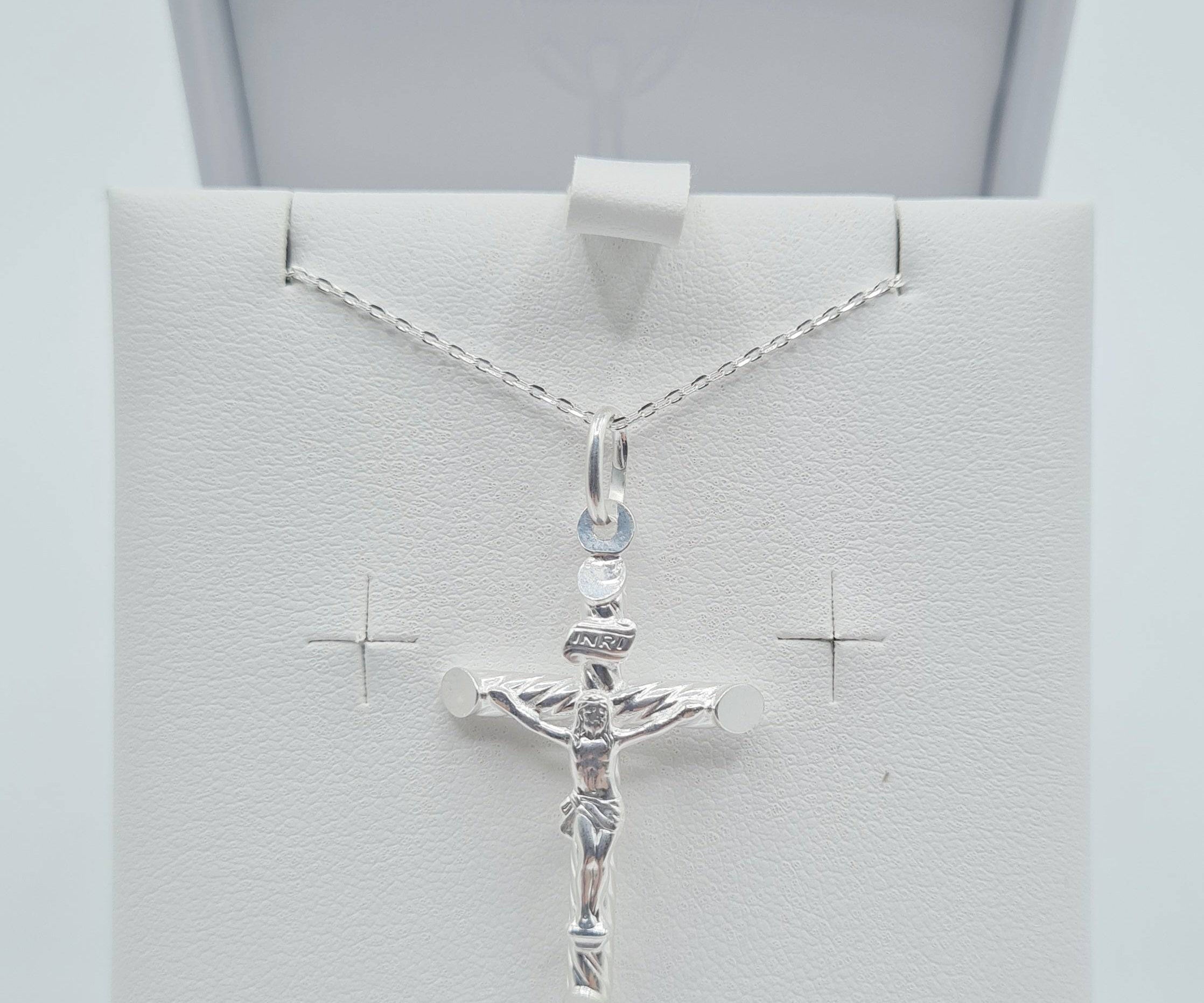 Sterling silver crucifix cross pendant with chain – Communion & Confirmation jewellery